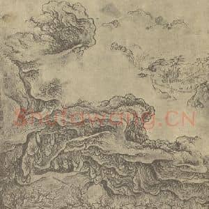 清代 吴定国画作品《山水图(一)》摘自 南画大成 卷十一