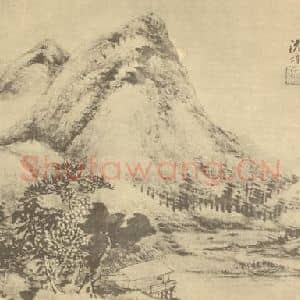 清代 沈焯国画作品《山水图(六)》摘自 南画大成 卷十二
