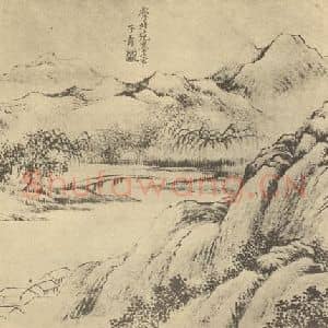 清代 张之万国画作品《山水图(四)》摘自 南画大成 卷十二
