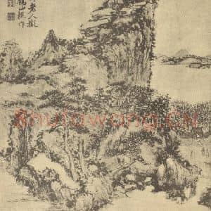清代 方士庶国画作品《山水图(五)》摘自 南画大成 卷十二