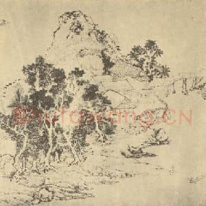 清代 蔡嘉国画作品《山水图(七)》摘自 南画大成 卷十二