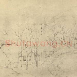 清代 李鳝国画作品《山水图(三)》摘自 南画大成 卷十二