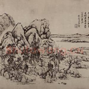 清代 王翚国画作品《山水册(六)》摘自 南画大成 卷十三
