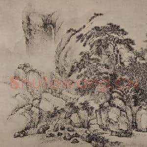 清代 王翚国画作品《山水册(七)》摘自 南画大成 卷十三