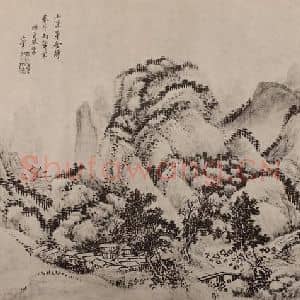 清代 王翚国画作品《山水册(八)》摘自 南画大成 卷十三