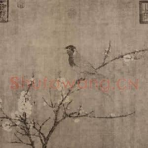 宋代 宋徽宗赵佶国画作品《五色鹦鹉图卷》摘自 南画大成 卷十四