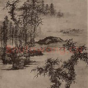 元代 曹知白国画作品《扁舟吟兴图轴》摘自 南画大成 卷十四