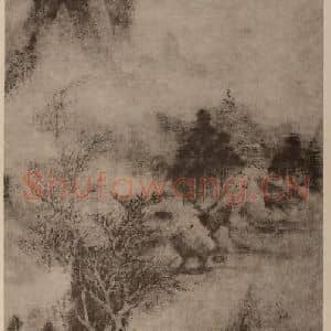 元代 郭畀国画作品《秋山萧寺图轴》摘自 南画大成 卷十四