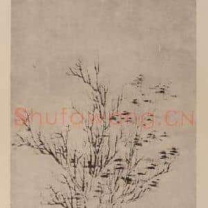 元代 倪瓒国画作品《枯木竹石图轴》摘自 南画大成 卷十四