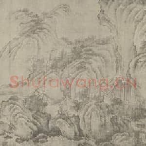 宋代 燕文贵国画作品《秋山萧寺图卷(二)》摘自 南画大成 卷十六