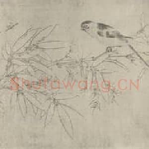 清代 陈洪绶国画作品《花卉山鸟图卷(一)》摘自 南画大成 卷十六