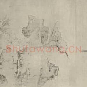 清代 陈洪绶国画作品《花卉山鸟图卷(二)》摘自 南画大成 卷十六