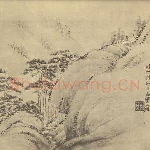 清代 吴大澂国画作品《山水图(八)》摘自 南画大成 续集二