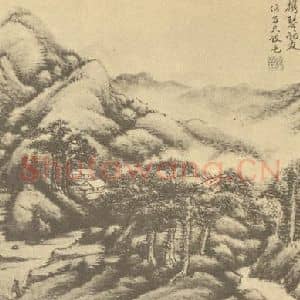 清代 顾麟士国画作品《山水图(十五)》摘自 南画大成 续集二