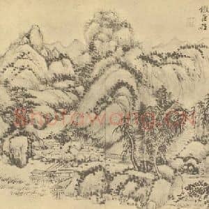 清代 王原祁国画作品《山水图(八)》摘自 南画大成 续集二