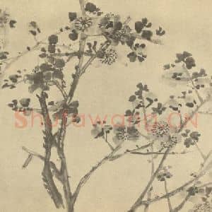 清代 吴昌硕国画作品《杏花》摘自 南画大成 续集三
