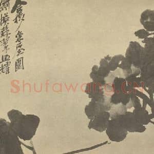 清代 吴昌硕国画作品《牡丹》摘自 南画大成 续集三