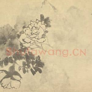 清代 吴昌硕国画作品《月季图》摘自 南画大成 续集三