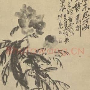 清代 吴昌硕国画作品《妆红》摘自 南画大成 续集三