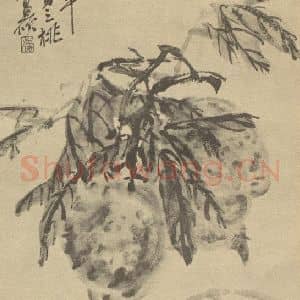 清代 吴昌硕国画作品《芙蓉》摘自 南画大成 续集三
