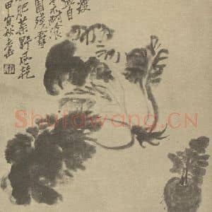 清代 吴昌硕国画作品《石榴》摘自 南画大成 续集三