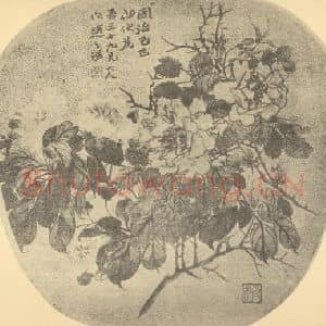 清代 赵之谦国画作品《月季·梨花》摘自 南画大成 续集三