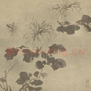 清代 释道济国画作品《菊》摘自 南画大成 卷二