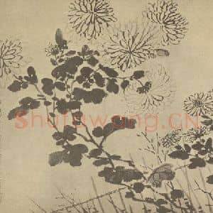 清代 金农国画作品《篱菊》摘自 南画大成 卷二