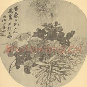 清代 赵之谦国画作品《菊》摘自 南画大成 卷二