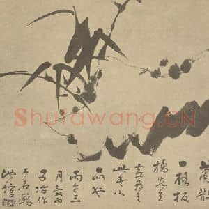 清代 瞿应绍国画作品《竹石》摘自 南画大成 卷二