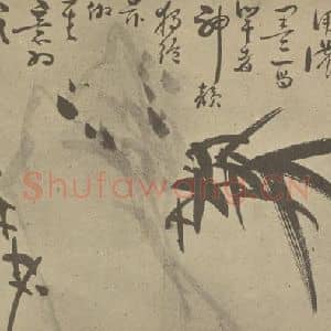 清代 张焕棠国画作品《竹石》摘自 南画大成 卷二
