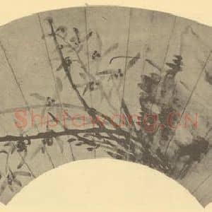 清代 许威国画作品《兰石》摘自 南画大成 卷二