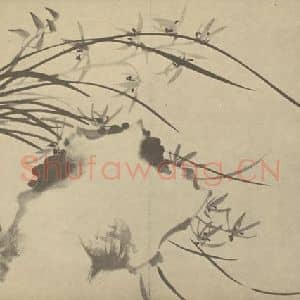 清代 释真然国画作品《兰石》摘自 南画大成 卷二