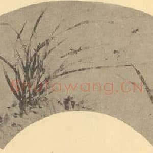 清代 改琦国画作品《兰石》摘自 南画大成 卷二