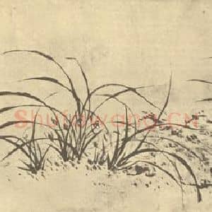 清代 张燕昌国画作品《仿松雪翁兰石图》摘自 南画大成 续集四·补遗