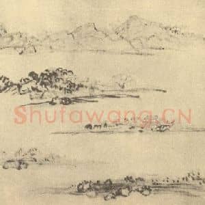 清代 翁同和国画作品《山水图(八)》摘自 南画大成 续集四·补遗