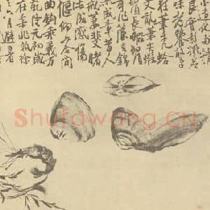 清代 李鳝国画作品《鱼介图》摘自 南画大成 续集四·补遗
