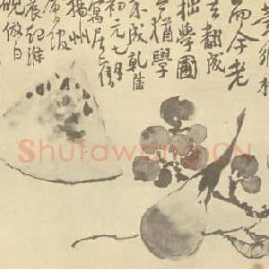 清代 李鳝国画作品《瓜茄图》摘自 南画大成 续集四·补遗