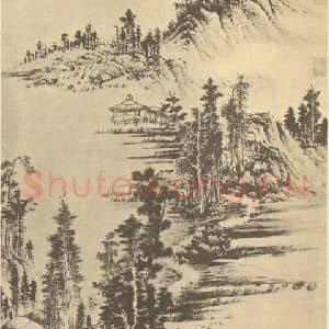 明代 蓝瑛国画作品《山水》摘自 南画大成 续集四·补遗