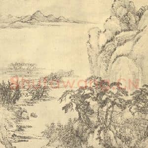 清代 王翚国画作品《仿巨然秋江渔乐图》摘自 南画大成 续集四·补遗