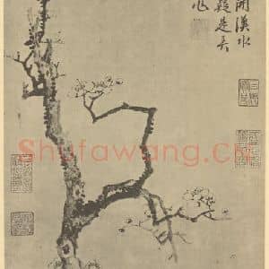 宋代 扬无咎国画作品《梅花》摘自 南画大成 卷三