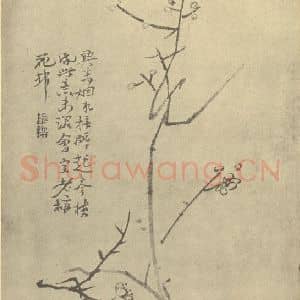 清代 陈撰国画作品《梅花》摘自 南画大成 卷三