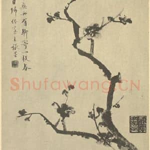 清代 顾鹤庆国画作品《梅花》摘自 南画大成 卷三