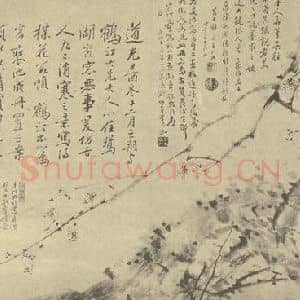 清代 胡公寿国画作品《梅花》摘自 南画大成 卷三