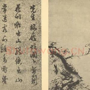 明代 陈继儒国画作品《梅花(五)》摘自 南画大成 卷三