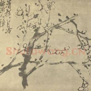 清代 吴昌硕国画作品《梅花》摘自 南画大成 卷三