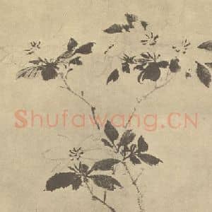 明代 陈淳国画作品《栀子》摘自 南画大成 卷四