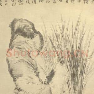 清代 罗聘国画作品《菖石》摘自 南画大成 卷四