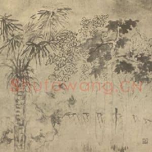 清代 顾沄国画作品《棕梠芭蕉图》摘自 南画大成 卷四