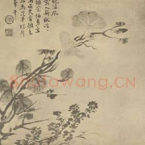 清代 陈豪国画作品《牵牛花图》摘自 南画大成 卷四